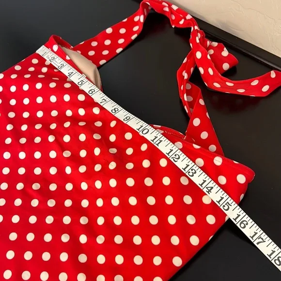 DownEast Basics Sausalito Halter Pinup Polka dot Tankini, red and white, size L - Picture 6 of 8